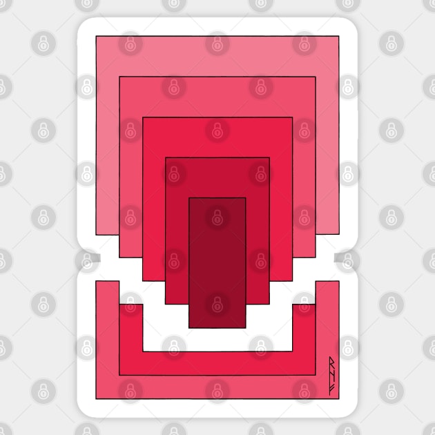 Rectangle Abstract in Red Sticker by AzureLionProductions